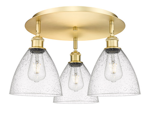 INNOVATIONS 516-3C-SG-GBD-754 Bristol Glass 3 19.25 inch Flush Mount Satin Gold