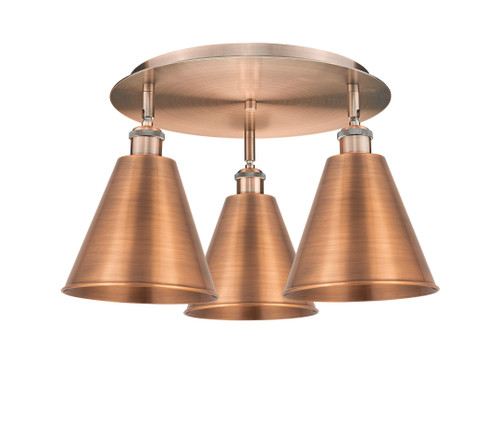 INNOVATIONS 516-3C-AC-MBC-8-AC Ballston Cone 3 19.75 inch Flush Mount Antique Copper