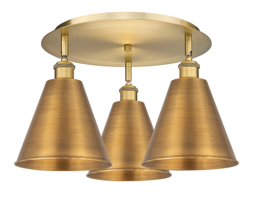 INNOVATIONS 516-3C-BB-MBC-8-BB Ballston Cone 3 19.75 inch Flush Mount Brushed Brass