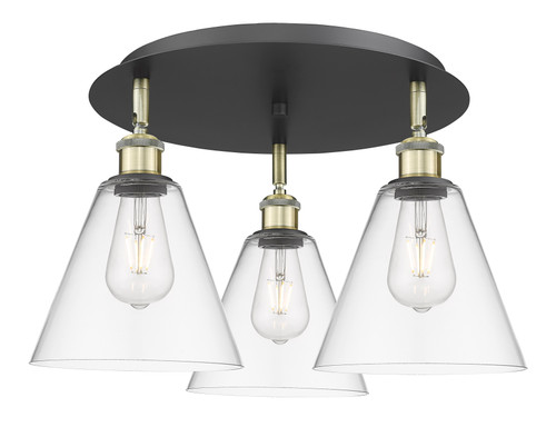 INNOVATIONS 516-3C-BAB-GBC-82 Berkshire 3 19.75 inch Flush Mount Black Antique Brass