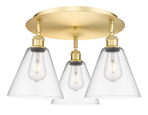 INNOVATIONS 516-3C-SG-GBC-82 Berkshire 3 19.75 inch Flush Mount Satin Gold