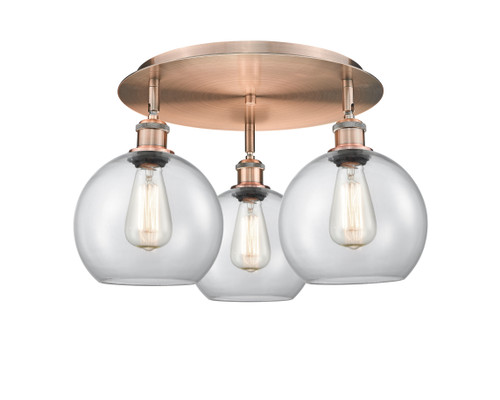 INNOVATIONS 516-3C-AC-G122-8 Athens 3 19.75 inch Flush Mount Antique Copper