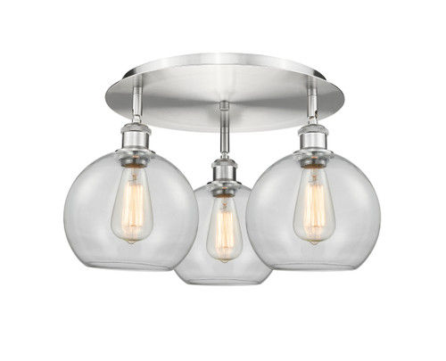 INNOVATIONS 516-3C-SN-G122-8 Athens 3 19.75 inch Flush Mount Satin Nickel