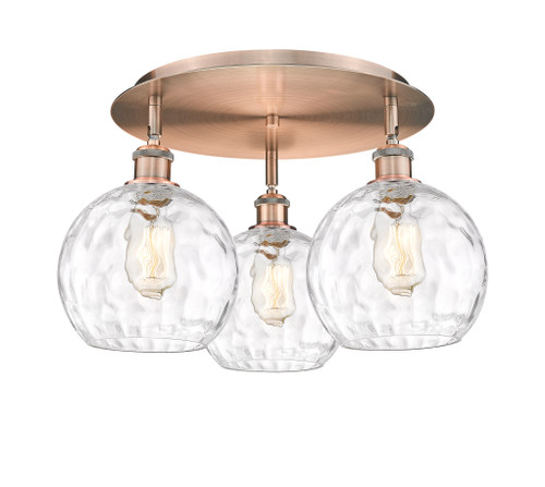 INNOVATIONS 516-3C-AC-G1215-8 Athens Water Glass 3 19.75 inch Flush Mount Antique Copper