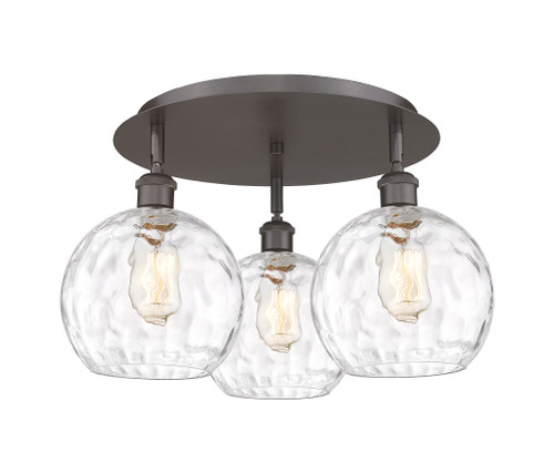 INNOVATIONS 516-3C-OB-G1215-8 Athens Water Glass 3 19.75 inch Flush Mount Oil Rubbed Bronze