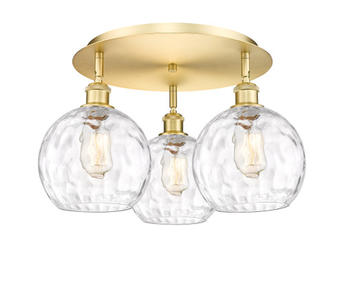 INNOVATIONS 516-3C-SG-G1215-8 Athens Water Glass 3 19.75 inch Flush Mount Satin Gold