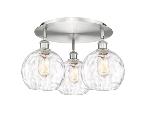 INNOVATIONS 516-3C-SN-G1215-8 Athens Water Glass 3 19.75 inch Flush Mount Satin Nickel