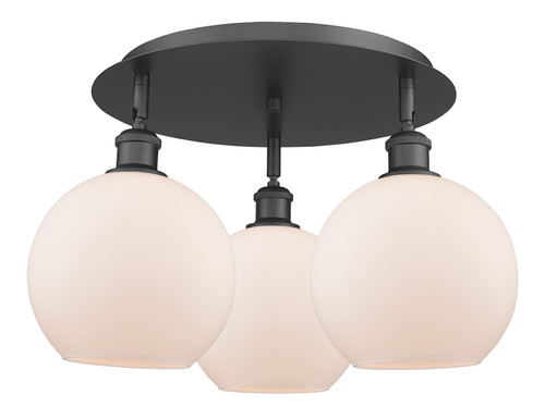 INNOVATIONS 516-3C-BK-G121-8 Athens 3 19.75 inch Flush Mount Matte Black