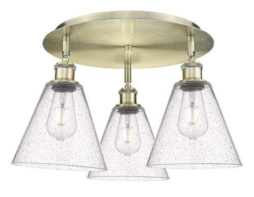 INNOVATIONS 516-3C-AB-GBC-84 Berkshire 3 19.75 inch Flush Mount Antique Brass