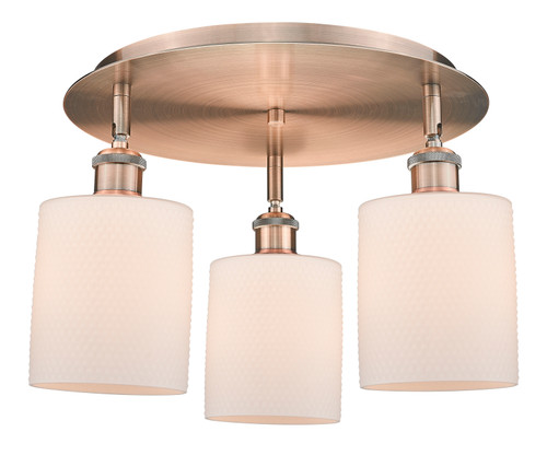 INNOVATIONS 516-3C-AC-G111 Cobbleskill 3 16.75 inch Flush Mount Antique Copper