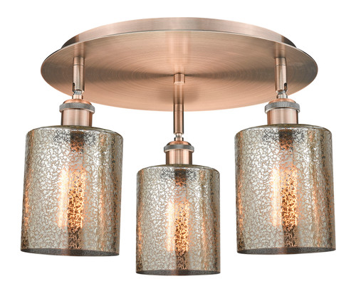 INNOVATIONS 516-3C-AC-G116 Cobbleskill 3 16.75 inch Flush Mount Antique Copper