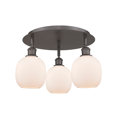 INNOVATIONS 516-3C-OB-G101 Belfast 3 17.75 inch Flush Mount Oil Rubbed Bronze