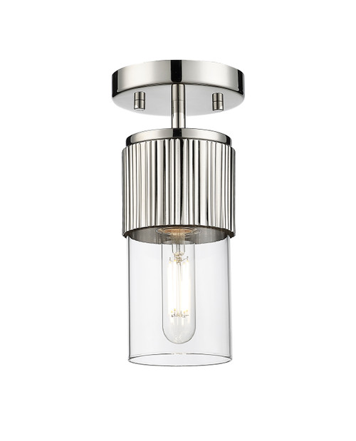 INNOVATIONS 428-1F-PN-G428-7CL Bolivar 1 5 inch Flush Mount Polished Nickel