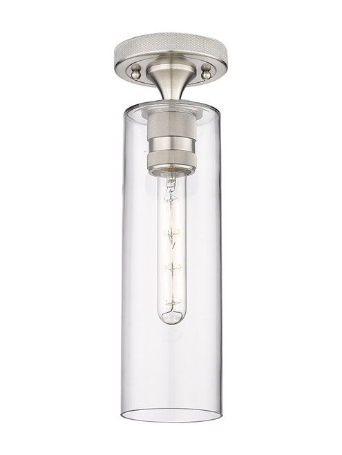 INNOVATIONS 434-1F-SN-G434-12CL Crown Point 1 4.5 inch Flush Mount Satin Nickel