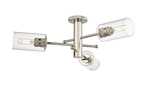 INNOVATIONS 434-3F-PN-G434-7CL Crown Point 3 34 inch Flush Mount Polished Nickel