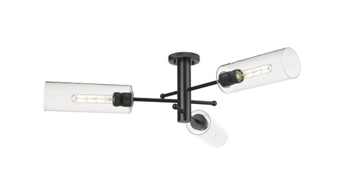 INNOVATIONS 434-3F-BK-G434-12CL Crown Point 3 34 inch Flush Mount Matte Black