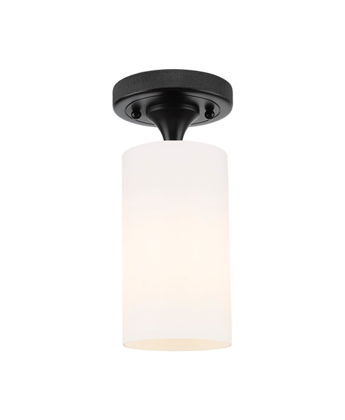INNOVATIONS 434-1F-BK-G434-7WH Crown Point 1 4.5 inch Flush Mount Matte Black