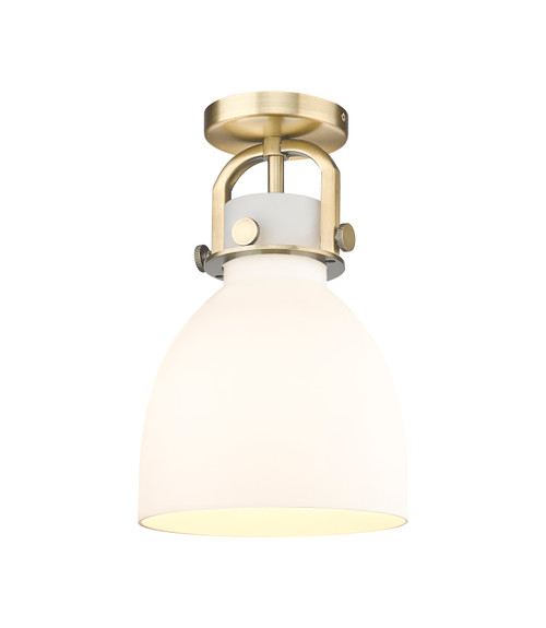 INNOVATIONS 410-1F-BB-G412-8WH Newton Bell 1 8 inch Flush Mount Brushed Brass