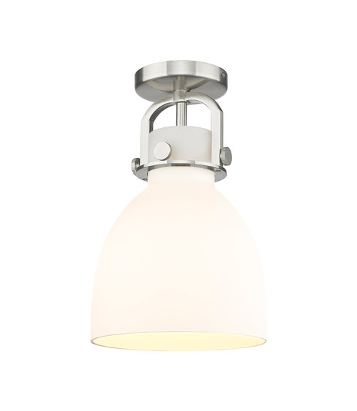 INNOVATIONS 410-1F-SN-G412-8WH Newton Bell 1 8 inch Flush Mount Satin Nickel