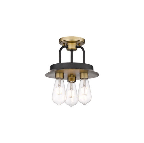 INNOVATIONS 239-3C-BBB Kahana 3 15 inch Flush Mount Black Brushed Brass