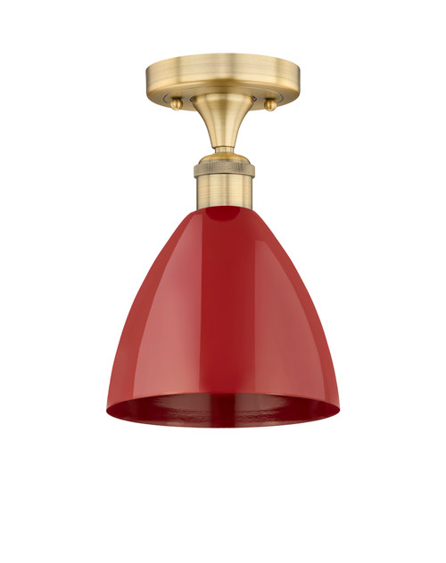 INNOVATIONS 616-1F-BB-MBD-75-RD Plymouth Dome 1 7.5 inch Semi-Flush Mount Brushed Brass