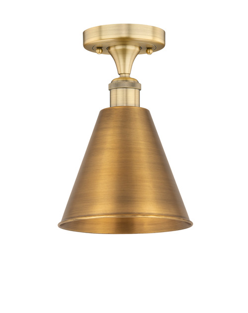 INNOVATIONS 616-1F-BB-MBC-8-BB Edison Cone 1 Light 8 inch Semi-Flush Mount Brushed Brass