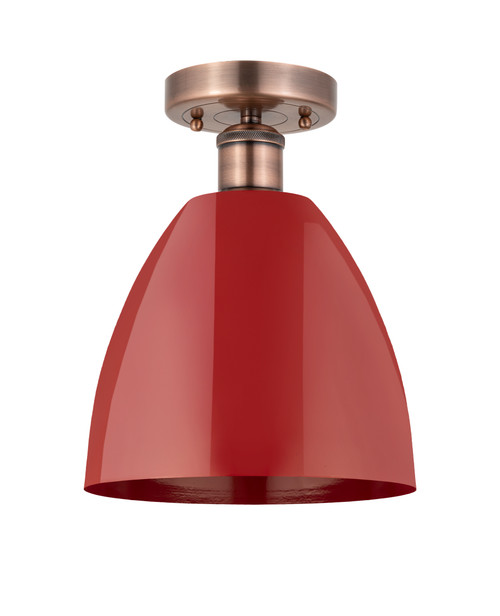 INNOVATIONS 616-1F-AC-MBD-9-RD Plymouth Dome 1 9 inch Semi-Flush Mount Antique Copper