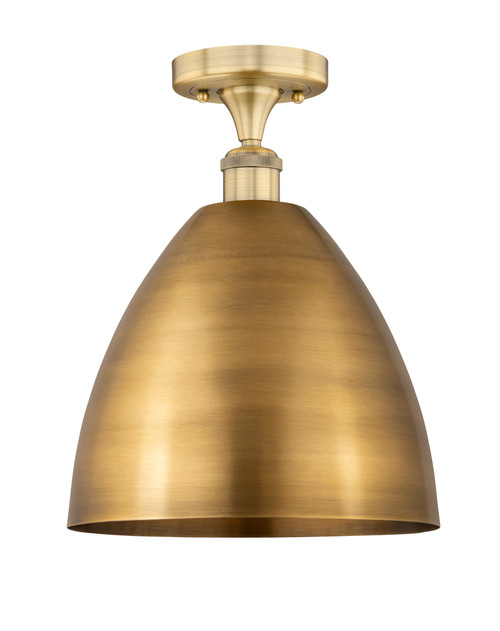 INNOVATIONS 616-1F-BB-MBD-12-BB Metal Bristol 1 Light 12 inch Semi-Flush Mount Brushed Brass
