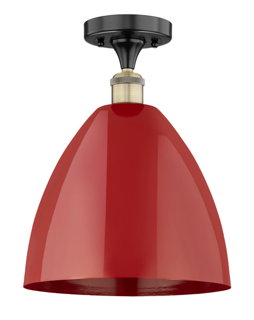 INNOVATIONS 616-1F-BAB-MBD-12-RD Plymouth Dome 1 12 inch Semi-Flush Mount Black Antique Brass