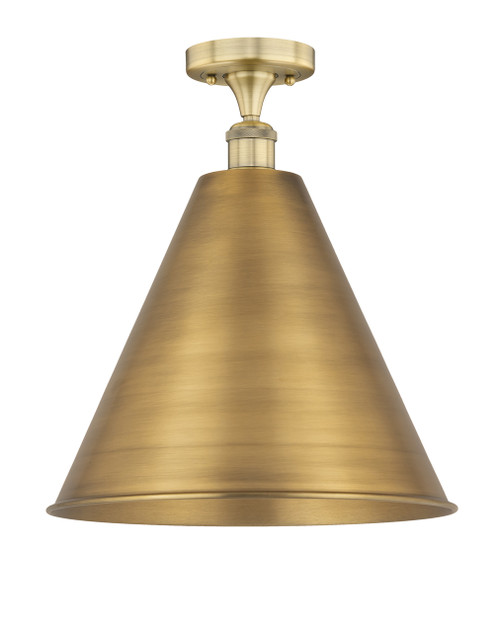 INNOVATIONS 616-1F-BB-MBC-16-BB Edison Cone 1 Light 16 inch Semi-Flush Mount Brushed Brass
