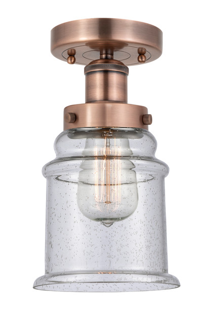 INNOVATIONS 616-1F-AC-G184 Canton 1 6 inch Semi-Flush Mount Antique Copper