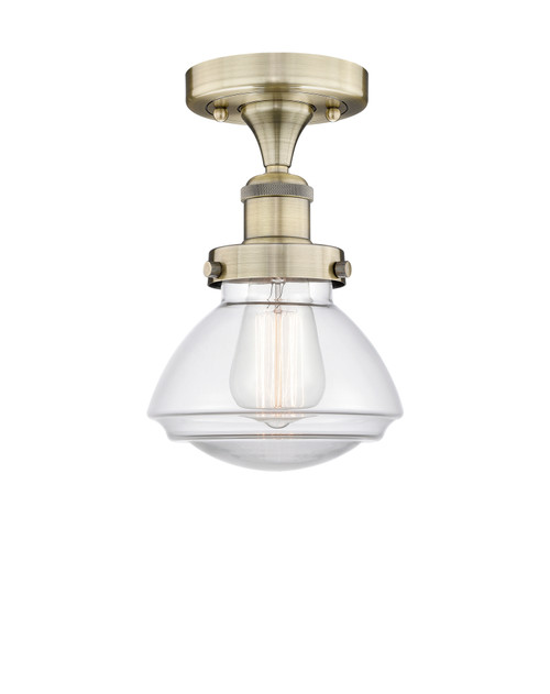 INNOVATIONS 616-1F-AB-G322 Olean 1 6.5 inch Semi-Flush Mount Antique Brass