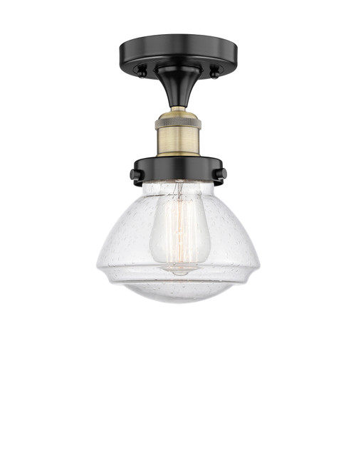 INNOVATIONS 616-1F-BAB-G324 Olean 1 6.5 inch Semi-Flush Mount Black Antique Brass