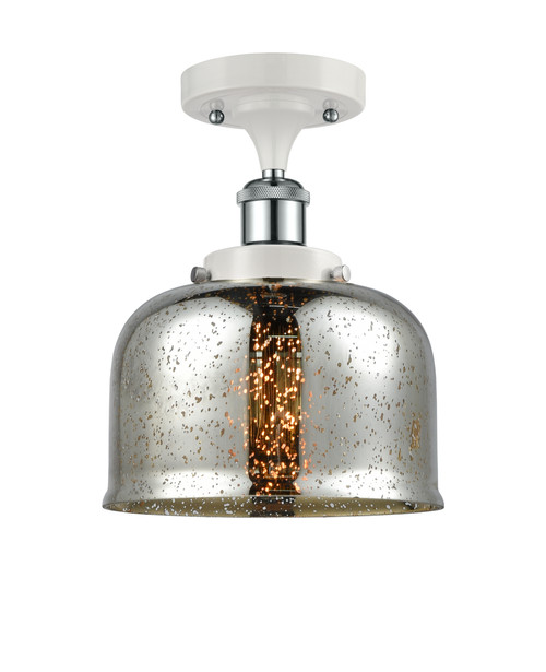 INNOVATIONS 916-1C-WPC-G78 Large Bell 1 Light Semi-Flush Mount part of the Ballston Collection White and Polished Chrome