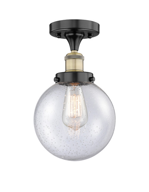 INNOVATIONS 616-1F-BAB-G204-8 Beacon 1 6.5 inch Semi-Flush Mount Black Antique Brass