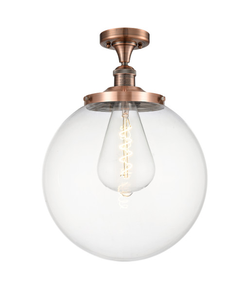 INNOVATIONS 517-1CH-AC-G202-14 Beacon 1 Light 14 inch Semi-Flush Mount Antique Copper