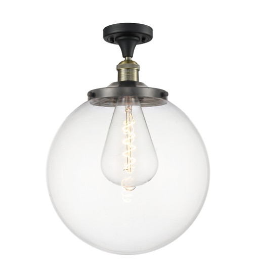 INNOVATIONS 517-1CH-BAB-G202-14 Beacon 1 Light 14 inch Semi-Flush Mount Black Antique Brass