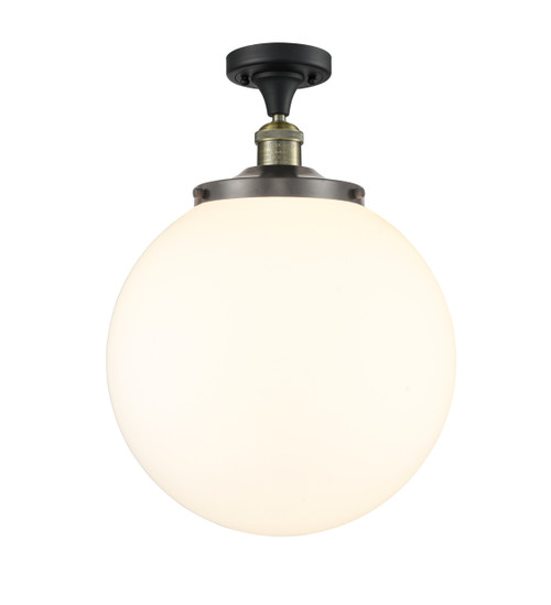 INNOVATIONS 517-1CH-BAB-G201-14 Beacon 1 Light 14 inch Semi-Flush Mount Black Antique Brass