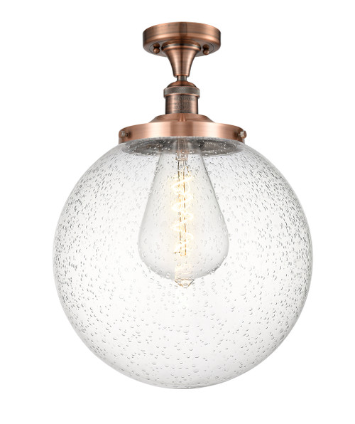 INNOVATIONS 517-1CH-AC-G204-14 Beacon 1 Light 14 inch Semi-Flush Mount Antique Copper