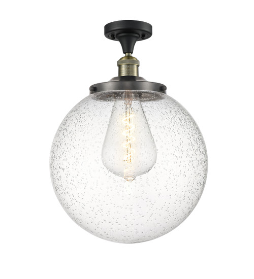 INNOVATIONS 517-1CH-BAB-G204-14 Beacon 1 Light 14 inch Semi-Flush Mount Black Antique Brass