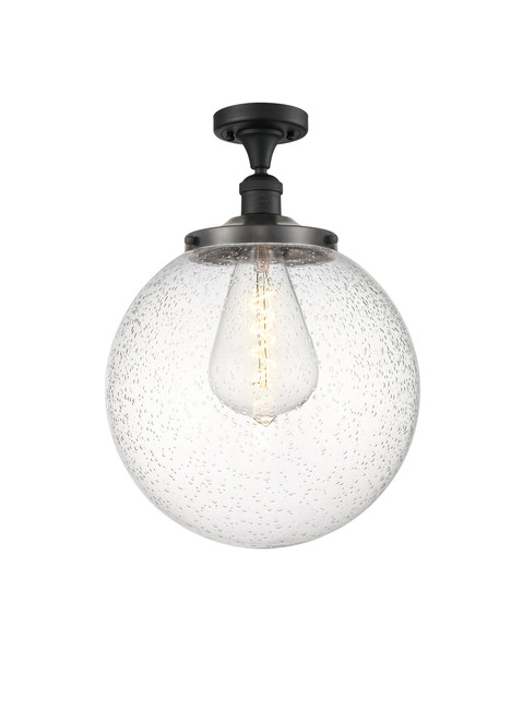 INNOVATIONS 517-1CH-BK-G204-14 Beacon 1 Light 14 inch Semi-Flush Mount Matte Black