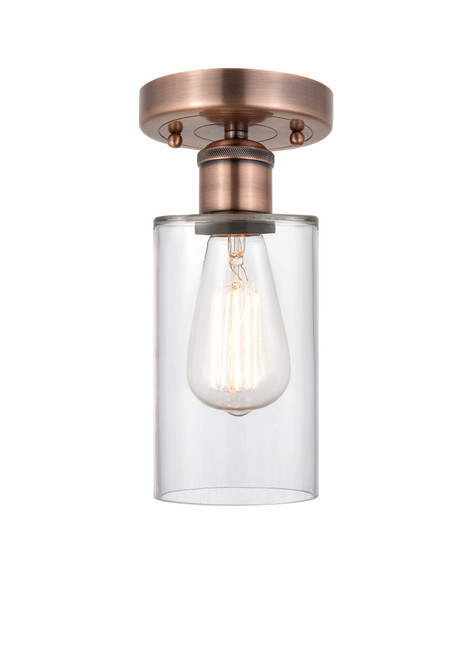 INNOVATIONS 616-1F-AC-G802 Clymer 1 3.875 inch Semi-Flush Mount Antique Copper
