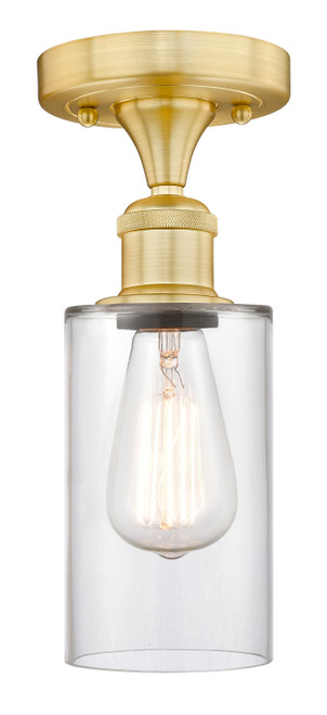 INNOVATIONS 616-1F-SG-G802 Clymer 1 3.875 inch Semi-Flush Mount Satin Gold