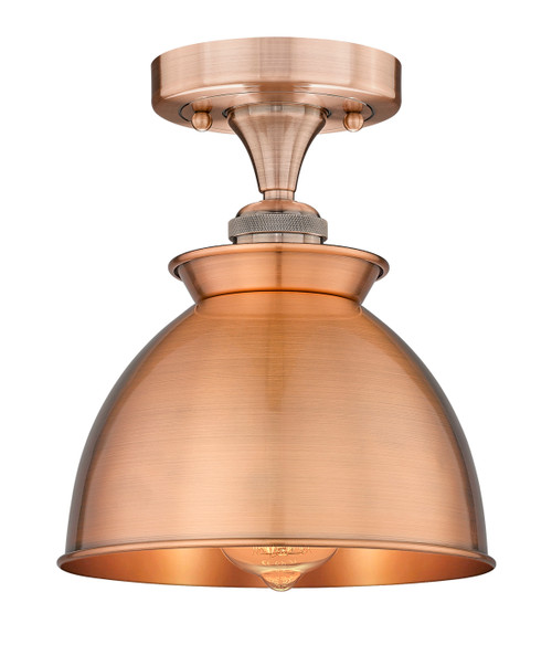 INNOVATIONS 616-1F-AC-M14-AC Adirondack 1 8.25 inch Semi-Flush Mount Antique Copper