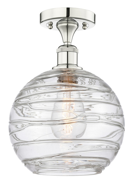 INNOVATIONS 616-1F-PN-G1213-10 Athens Deco Swirl 1 10 inch Semi-Flush Mount Polished Nickel