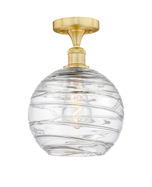 INNOVATIONS 616-1F-SG-G1213-10 Athens Deco Swirl 1 10 inch Semi-Flush Mount Satin Gold