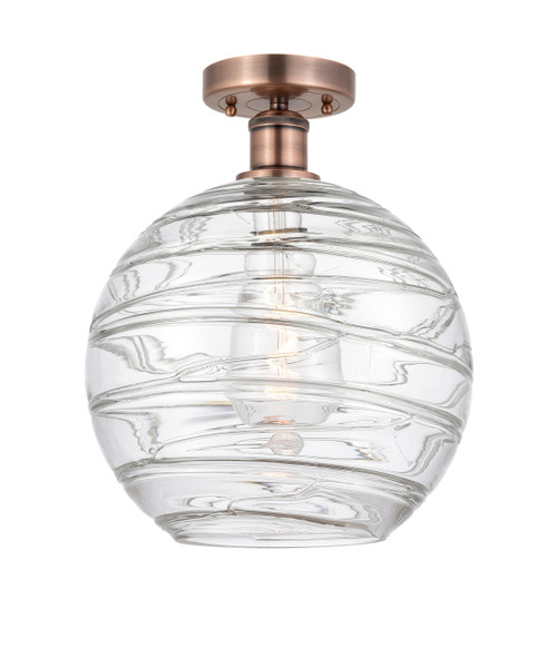 INNOVATIONS 616-1F-AC-G1213-12 Athens Deco Swirl 1 12 inch Semi-Flush Mount Antique Copper INNOVATIONS 616-1F-AC-G1213-12 Athens Deco Swirl 1 12 inch Semi-Flush Mount Antique Copper