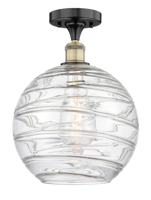 INNOVATIONS 616-1F-BAB-G1213-12 Athens Deco Swirl 1 12 inch Semi-Flush Mount Black Antique Brass