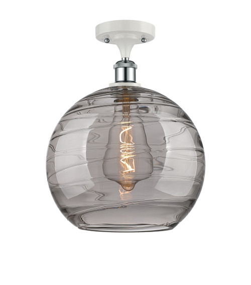 INNOVATIONS 516-1C-WPC-G1213-12SM Deco Swirl 1 Light 12 inch Semi-Flush Mount White and Polished Chrome