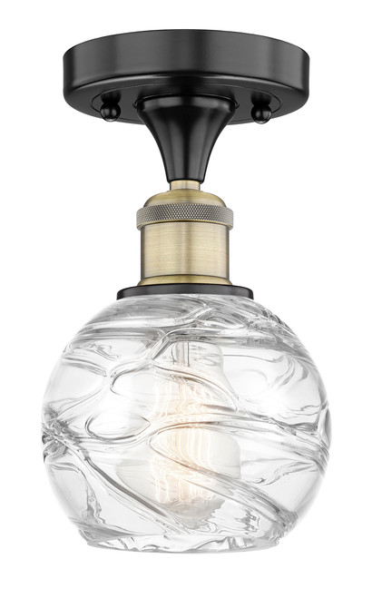 INNOVATIONS 616-1F-BAB-G1213-6 Athens Deco Swirl 1 6 inch Semi-Flush Mount Black Antique Brass